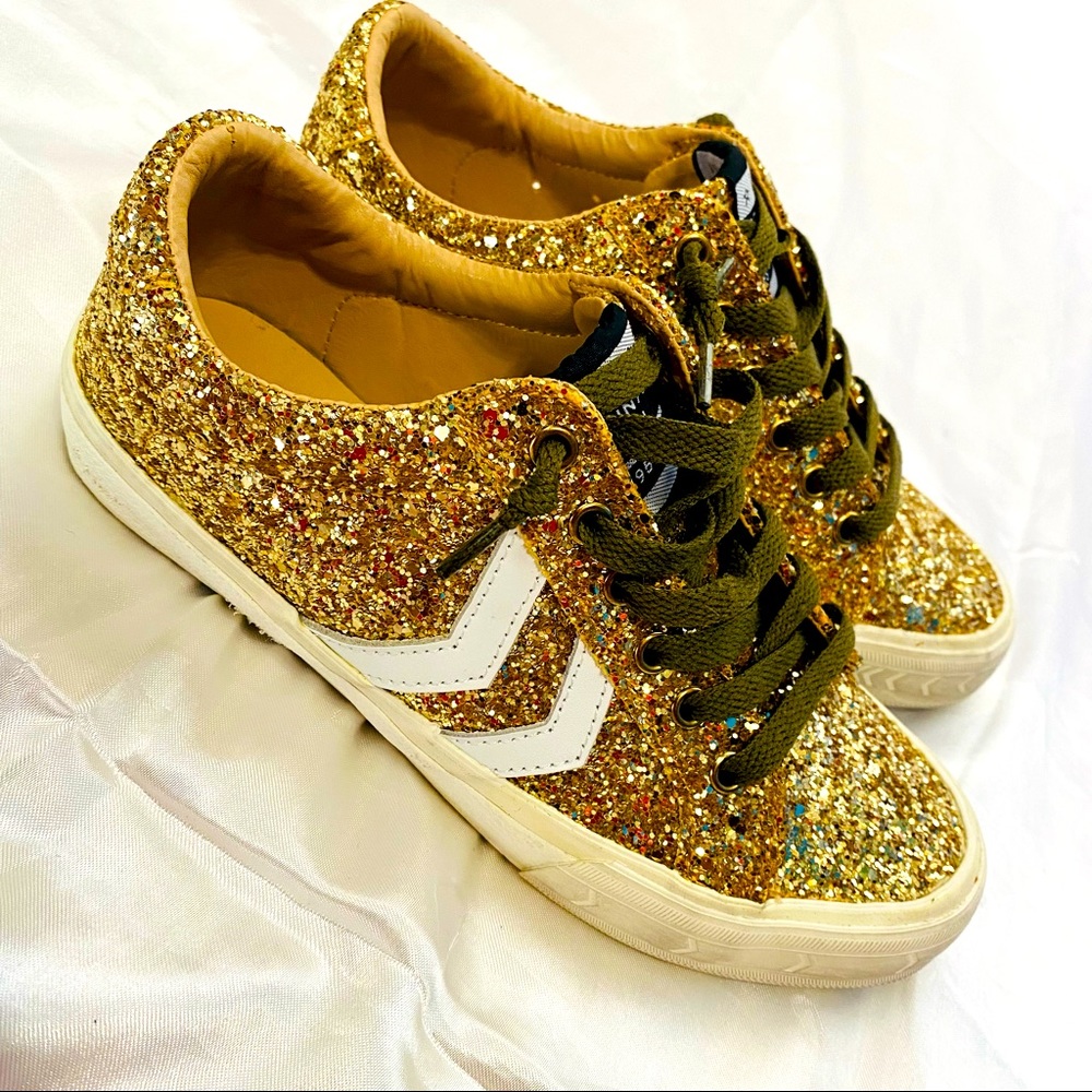 Vintage Havana Womens Gold Glitter Sneakers Size 5